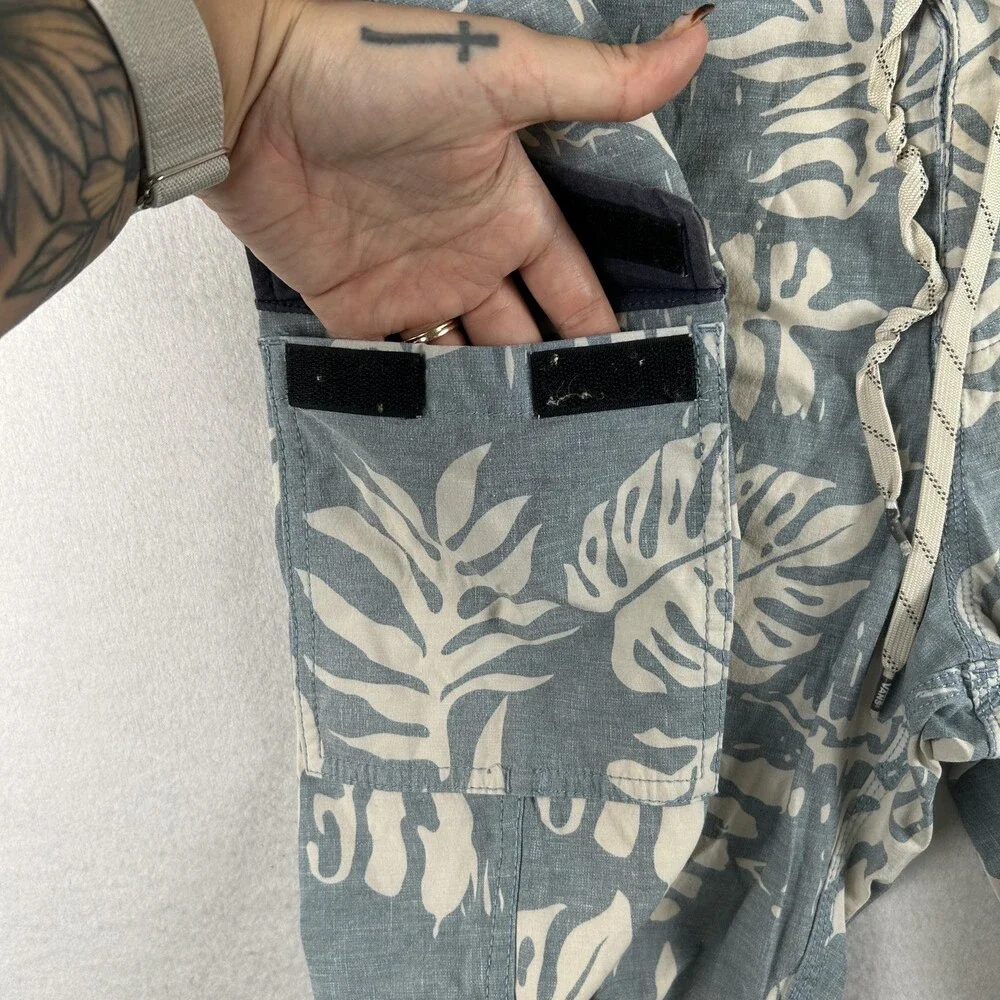 Vans Swim Trunks Mens 32 Blue Tropical Leaf Joel Tudor Board Shorts Pockets